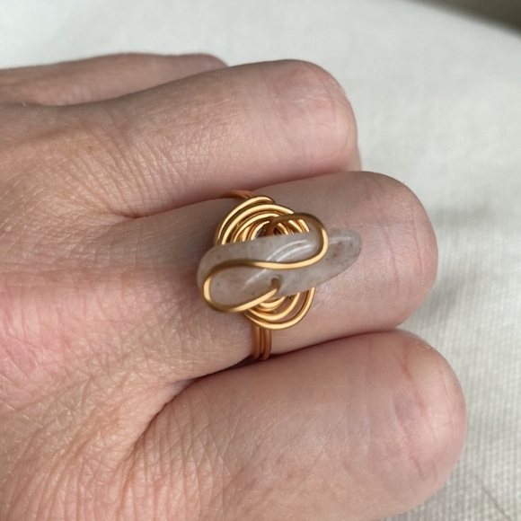 64 Milky Quartz gold toned wire wrapped ring - Picture 3 of 3